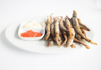 Ca linh chien (linh fried fish). This type of fish is famous in Mekong delta, Vietnam. It is eaten along with fish sauce. It can be fermented as well.