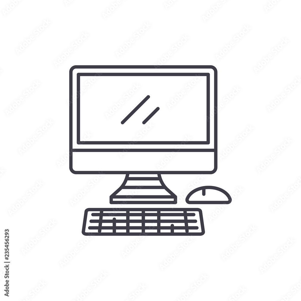 Poster modern computer line icon concept. modern computer vector linear illustration, sign, symbol