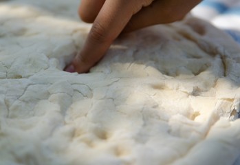 A mixture of raw, soft and soft bread