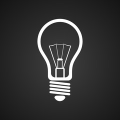 Gray light bulb icon in flat design. Vector illustration isolated on white gradient background.