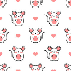 Mouse pattern, Cute cartoon mice seamless pattern background, vector illustration