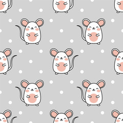 Mouse pattern, Cute cartoon mice seamless pattern background, vector illustration