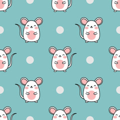 Mouse pattern, Cute cartoon mice seamless pattern background, vector illustration