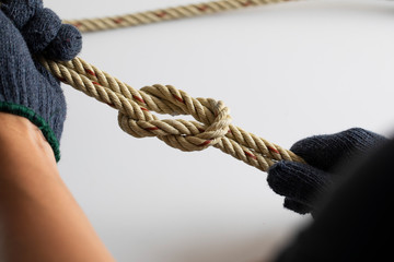 Man checking rope Knot