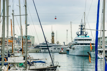 Yacht on the city pier.  Spain. Barcelona.