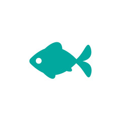 blue fish flat icon isolated on white. Vector illustration.