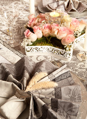Napkins and roses