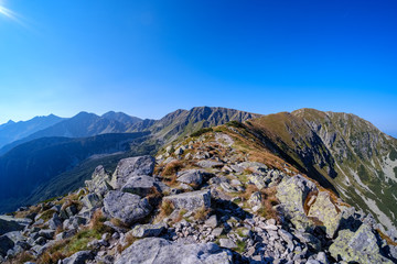 Distant mountain cores in slovakia Tatra mountain trails