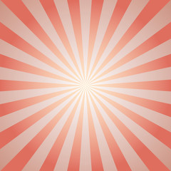 Sunlight retro faded background. Pale red and beige color burst background.