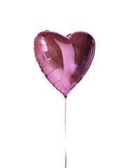 Single big purple pink heart balloon object for birthday party isolated on a white 