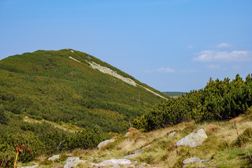 Fototapeta na wymiar Distant mountain cores in slovakia Tatra mountain trails