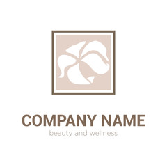 Illustration of a white orchid. Vector logo template for SPA sal