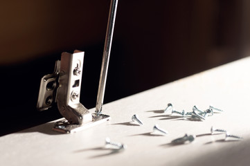 Furniture assembly. Work tool and components.