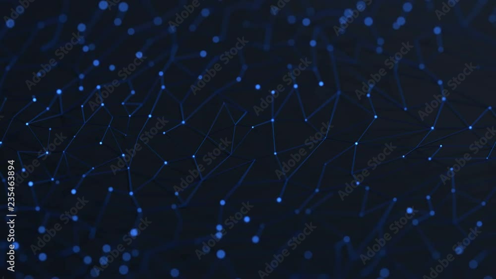 Poster abstract 3d animation of technological surface. modern high tech motion background design, network c