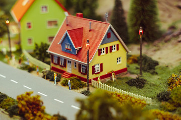 model of the streets, the trees and the road