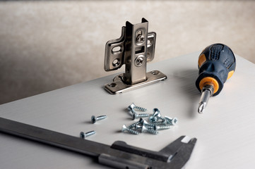 Furniture assembly. Work tool and components.