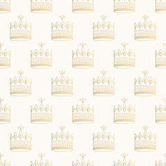 Gold pattern with crowns. Glitter vector illustration. © anatartan