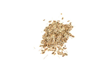 dill seeds isolated on white background.Scented dill