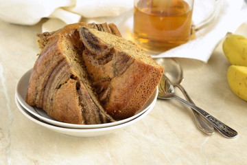 Banana pie, bread, vegetarian nutrition