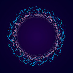 Neon circular shape of Soundwave form. Audio equalizer. Sound impulse visualization.
