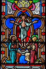Fototapeta na wymiar Stained Glass in Monaco Cathedral - Apparition of Jesus