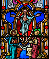 Obraz na płótnie Canvas Stained Glass in Monaco Cathedral - Apparition of Jesus