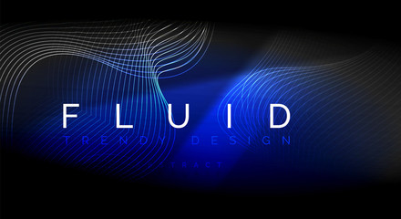 Neon glowing fluid wave lines, magic energy space light concept, abstract background wallpaper design, ripple texture illustration