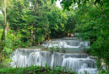 Waterfalls in tropical forest National Park, Huai Mae Khamin Waterfall in Thailand