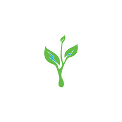 Save energy logo, Leaf with electric logo