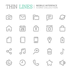 Collection of smartphone related line icons. Vector eps 8