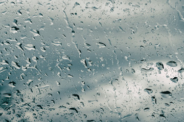 Water drops on glass for background