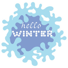 Naklejka na ściany i meble Hello, Winter, text. Frame of abstract spots. Vector illustration.