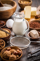 Variation of baking ingredients for Christmas cookies