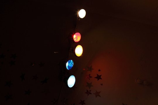 colored spotlights, stage lighting