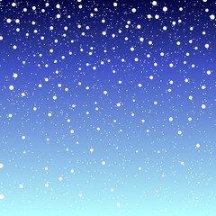 Falling snow background. Vector illustration with snowflakes. Winter snowing sky. Eps 10.