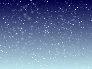 Falling snow background. Vector illustration with snowflakes. Winter snowing sky. Eps 10.