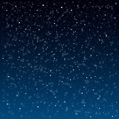 Falling snow background. Vector illustration with snowflakes. Winter snowing sky. Eps 10.