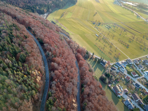 D&uuml;rbheim im Herbst von oben / Drohne Luftbild November
