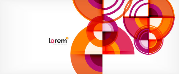 Fototapeta premium Circle abstract background, bright colorful round geometric shapes