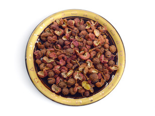 Sichuan pepper, Sichuan peppercorn, Szechuan pepper or Szechuan peppercorn isolated on white background