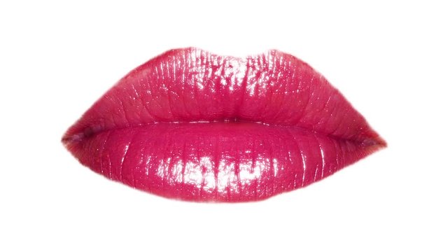 lips with different lipstick stop motion moving.