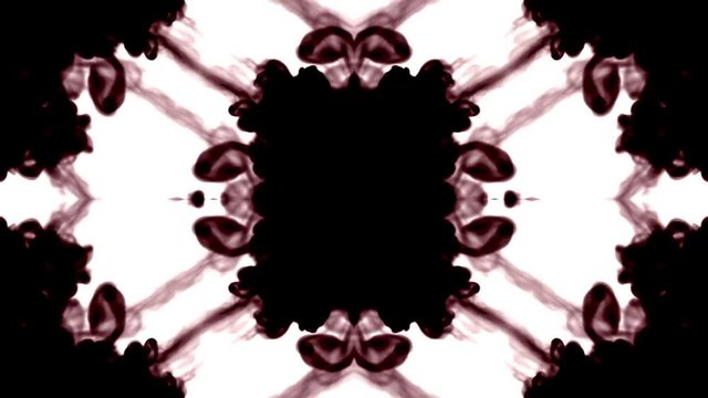 dark ink on a white background dissolves in water. beautiful effect modeled on a computer. 3d render with luma matte for use as an alpha channel for visual effects. rorschach test 10