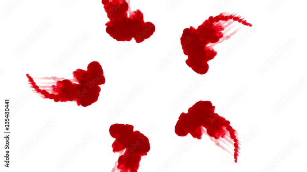 Poster red ink on a white background dissolves in water. beautiful effect modeled on a computer. 3d render 