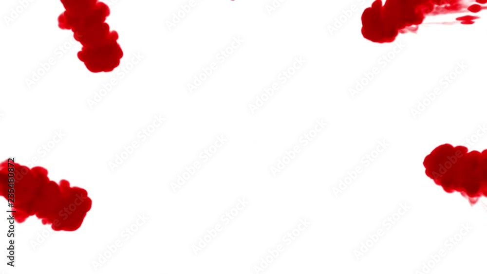 Poster red ink on a white background dissolves in water. beautiful effect modeled on a computer. 3d render 