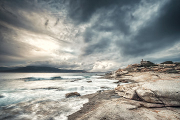 Stormy sky over coast of Corsica near Calvi