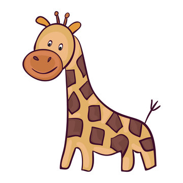 Cute giraffe cartoon. Template for style design.