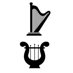 Harp icon, logo on white background