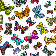 Seamless pattern with butterflies.  Endless texture for wallpaper, fill, web page background, surface texture. 