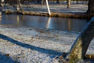 Park View at the island Drottningholm at first winterday in Stockholm