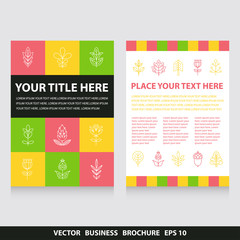 Vector flyers brochure with flowers and trees icons. Stock vector template, easy to use. Ecology themes. Size A4. Eps 10